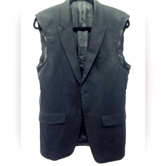 Givenchy Black Wool Jacket Blazer with Zipper Off Denim Sleeves Size 48 - Picture 2 of 9